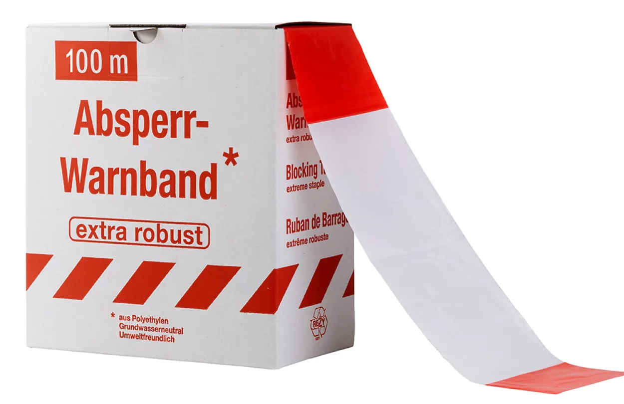 Absperrband 100 m rot weiß