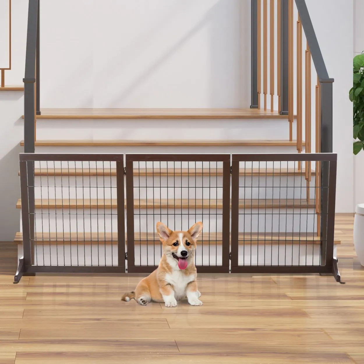 Absperrgitter für Hunde Kiefernholz Braun 185 x 36 x 71 cm