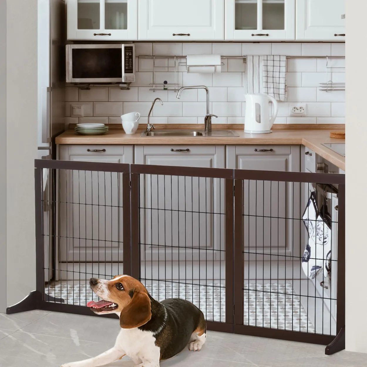 Absperrgitter für Hunde Kiefernholz Braun 185 x 36 x 71 cm