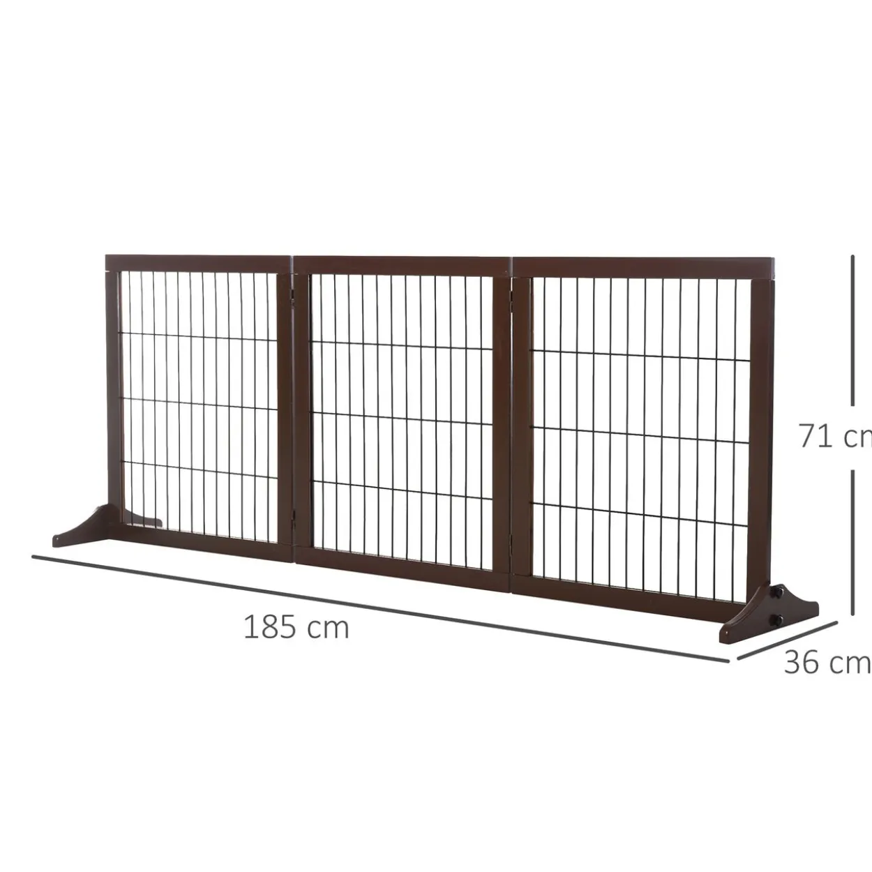 Absperrgitter für Hunde Kiefernholz Braun 185 x 36 x 71 cm