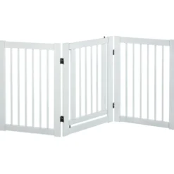 Absperrgitter für Hunde Schutzgitter Hundegitter Türschutzgitter Weiß 155 x 1,5 x 76 cm