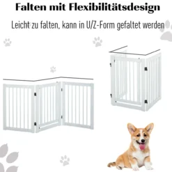 Absperrgitter für Hunde Schutzgitter Hundegitter Türschutzgitter Weiß 155 x 1,5 x 76 cm