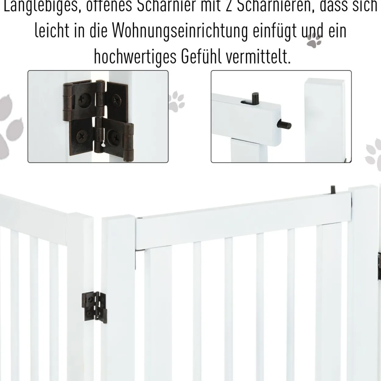 Absperrgitter für Hunde Schutzgitter Hundegitter Türschutzgitter Weiß 155 x 1,5 x 76 cm