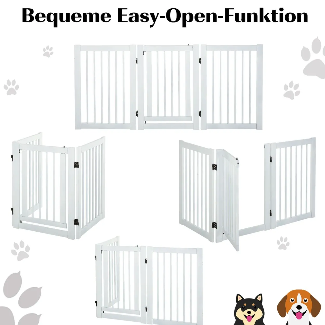 Absperrgitter für Hunde Schutzgitter Hundegitter Türschutzgitter Weiß 155 x 1,5 x 76 cm