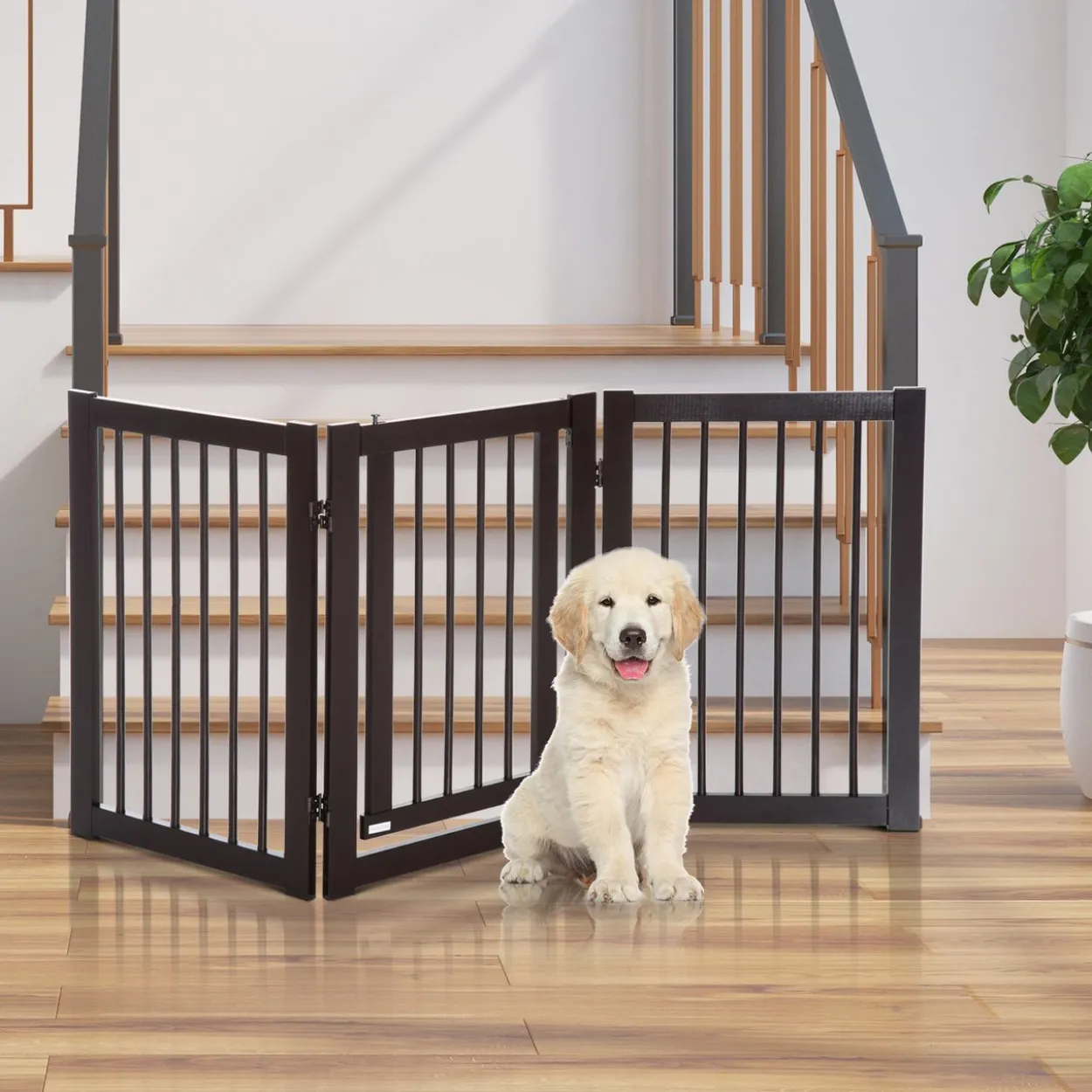 Absperrgitter für Hunde Schutzgitter Hundegitter Türschutzgitter Dunkelbraun 155 x 1,5 x 76 cm