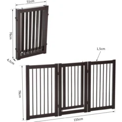 Absperrgitter für Hunde Schutzgitter Hundegitter Türschutzgitter Dunkelbraun 155 x 1,5 x 76 cm