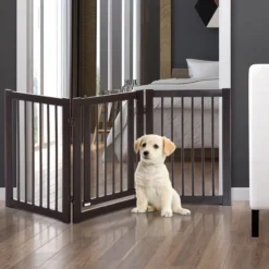 Absperrgitter für Hunde Schutzgitter Hundegitter Türschutzgitter Dunkelbraun 155 x 1,5 x 76 cm
