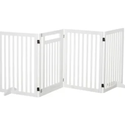 Absperrgitter für Tiere 4 Stückefaltbar mit 2 Stützfüße für Tier & Treppe Weiß 81 cm