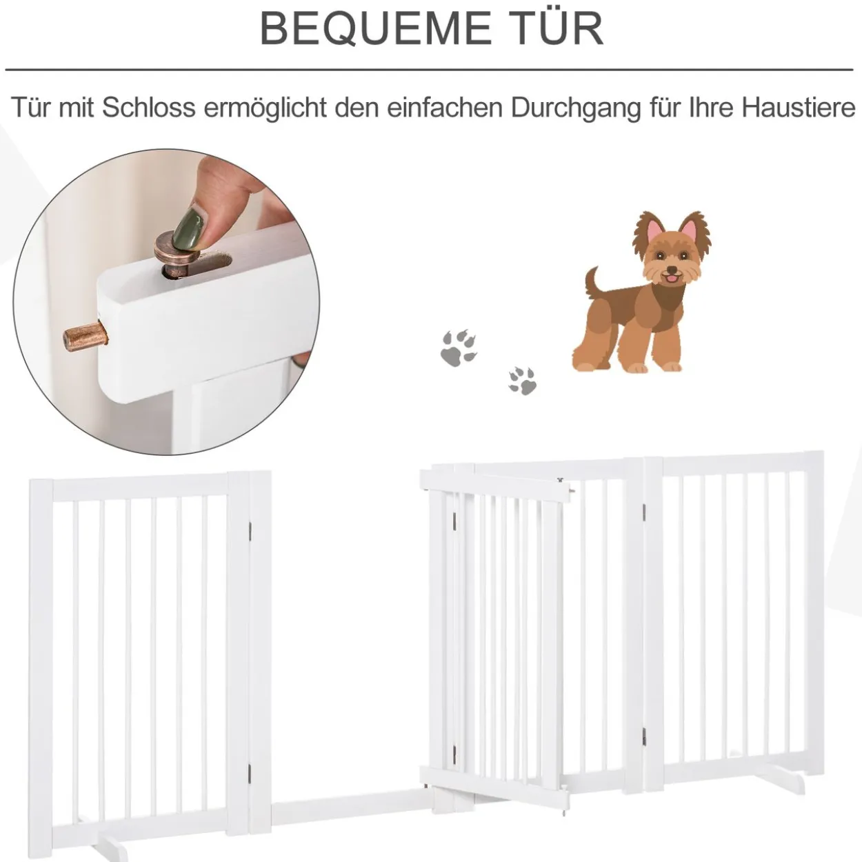 Absperrgitter Hunde 91 cm Schutzgitter aus Holz Hundegitter Freistehend
