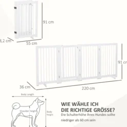 Absperrgitter Hunde 91 cm Schutzgitter aus Holz Hundegitter Freistehend