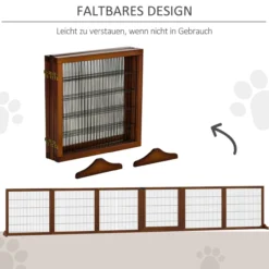 Absperrgitter Hund 6-teilig, 432 x 70 cm Faltbar Türschutzgitter mit Stützfüßen