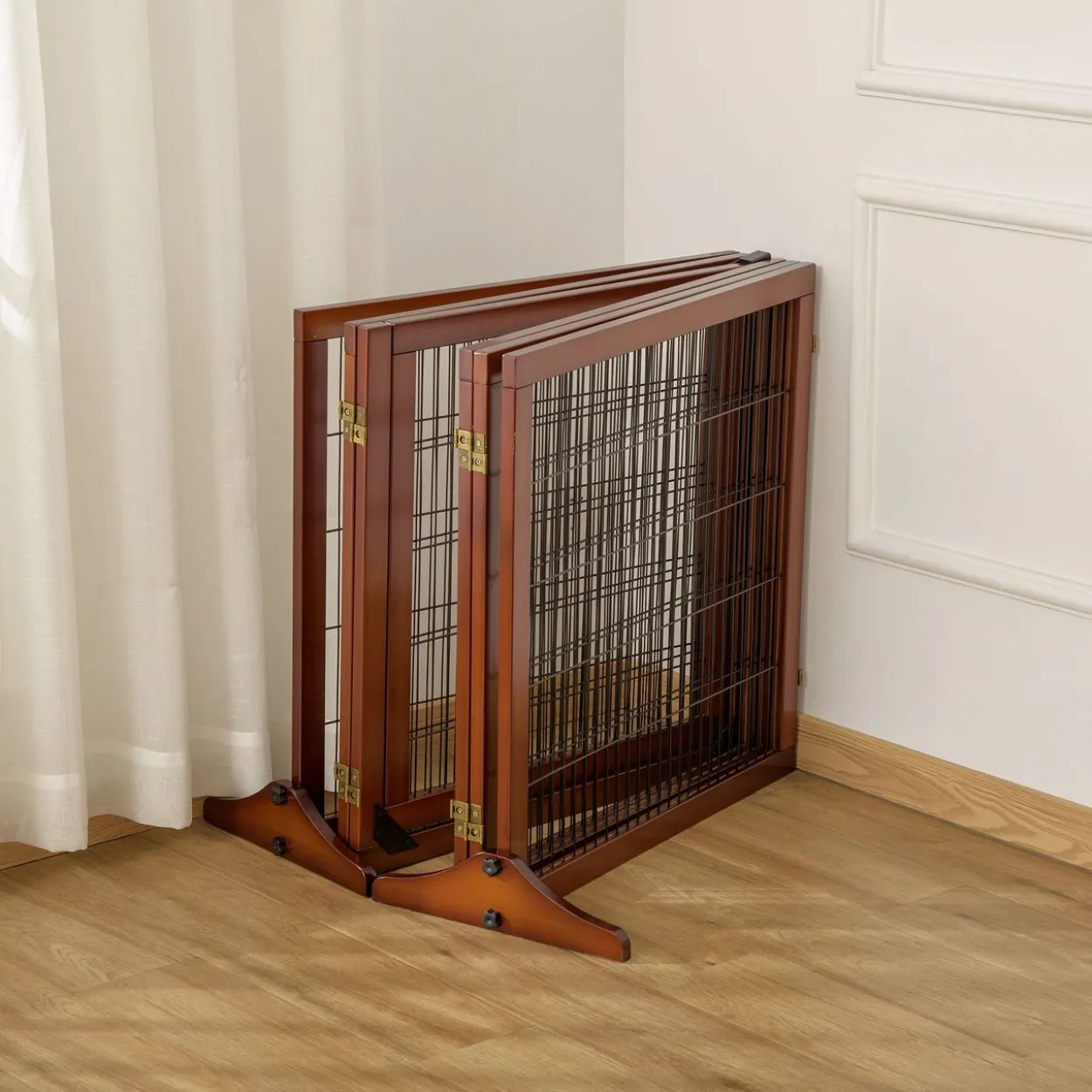 Absperrgitter Hund 6-teilig, 432 x 70 cm Faltbar Türschutzgitter mit Stützfüßen