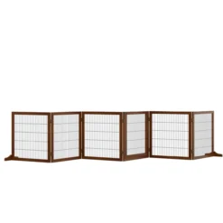 Absperrgitter Hund 6-teilig, 432 x 70 cm Faltbar Türschutzgitter mit Stützfüßen