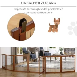 Absperrgitter Hund 6-teilig, 432 x 70 cm Faltbar Türschutzgitter mit Stützfüßen