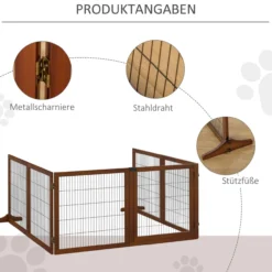 Absperrgitter Hund 6-teilig, 432 x 70 cm Faltbar Türschutzgitter mit Stützfüßen