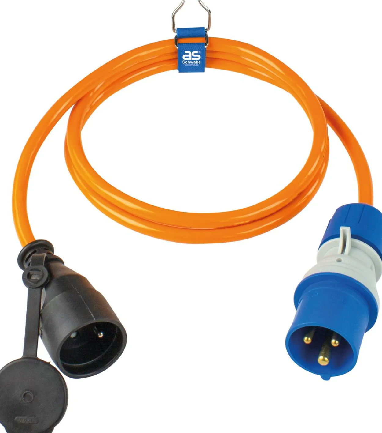 Adapterkabel 1,5 m CEE Stecker mit Spannungsanzeige auf Französiche NF Kupplung, Außenbereich IP44