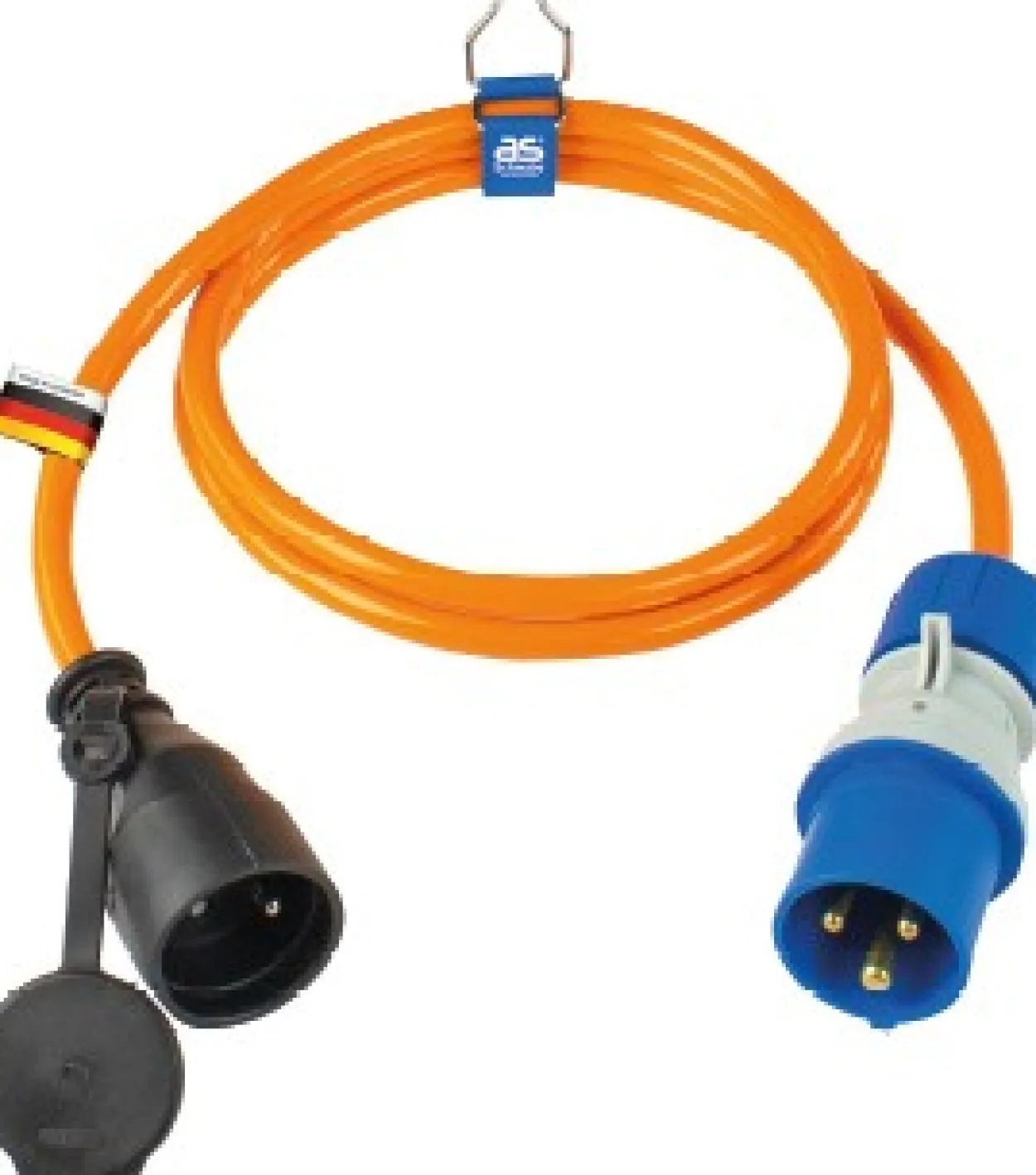 Adapterkabel 1,5 m CEE Stecker mit Spannungsanzeige auf Französiche NF Kupplung, Außenbereich IP44