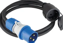 Adapterleitung 1,5 m Schukokupplung auf CEE Stecker mit Spannungsanzeige, Außenbereich IP44