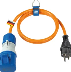 Adapterleitung 1,5 m Schukostecker auf CEE Kupplung mit Spannungsanzeige, Außenbereich IP44