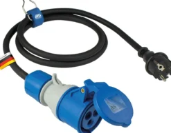 Adapterleitung 1,5 m Schukostecker auf CEE Kupplung mit Spannungsanzeige, Außenbereich IP44