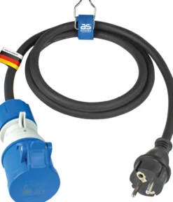 Adapterleitung 1,5 m Schukostecker auf CEE Kupplung mit Spannungsanzeige, Außenbereich IP44