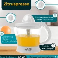 Adler AD 4014 Elektrische Zitruspresse 1 L – Weiß