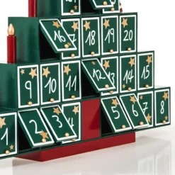 Adventskalender Holzpyramide 45,5 x 45 x 7cm mehrfarbig