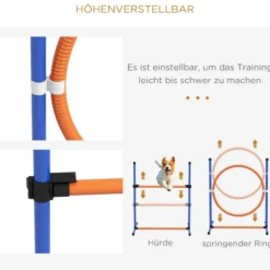 Agility Set Hunde, 4er-Set Hundetraining mit Höhenverstellbaren Agilityhürden
