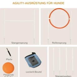 Agility Set Hunde, 5er-Set Hundetraining Steckhürdenset mit Tragetasche