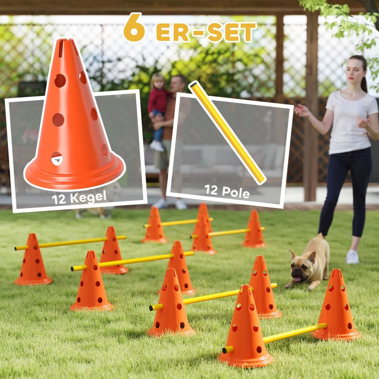 Agility Set Hunde 6-teiliges Agility-Ausrüstung für Hundetraining Steckhürdenset