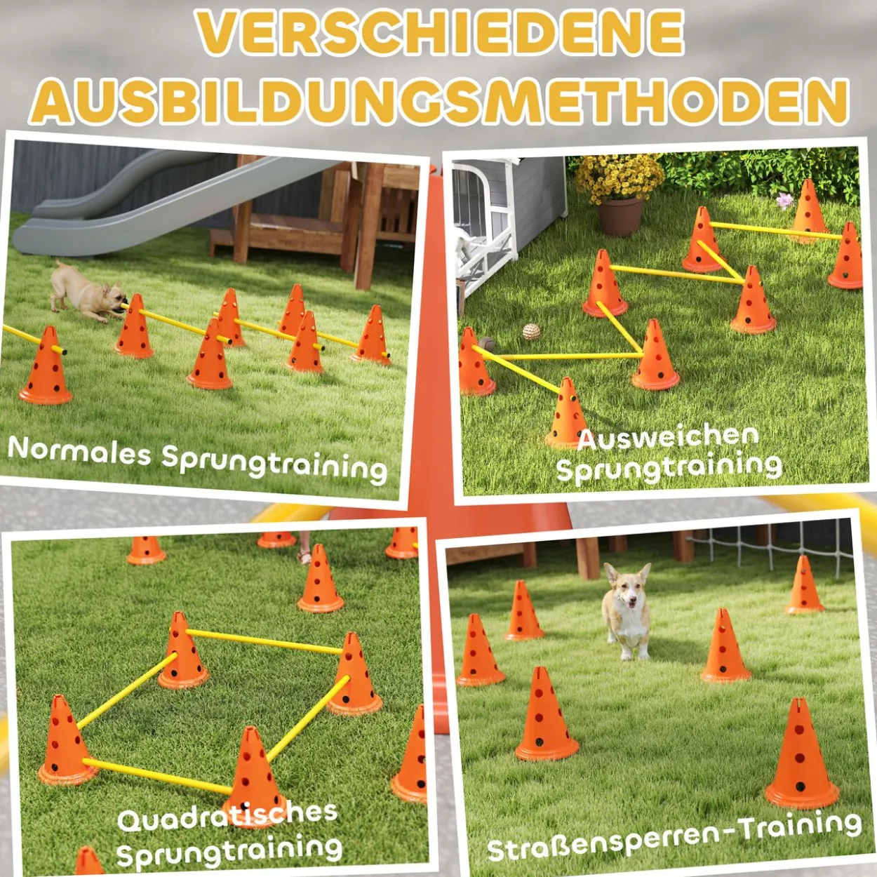 Agility Set Hunde 6-teiliges Agility-Ausrüstung für Hundetraining Steckhürdenset