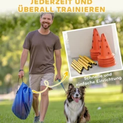 Agility Set Hunde 6-teiliges Agility-Ausrüstung für Hundetraining Steckhürdenset