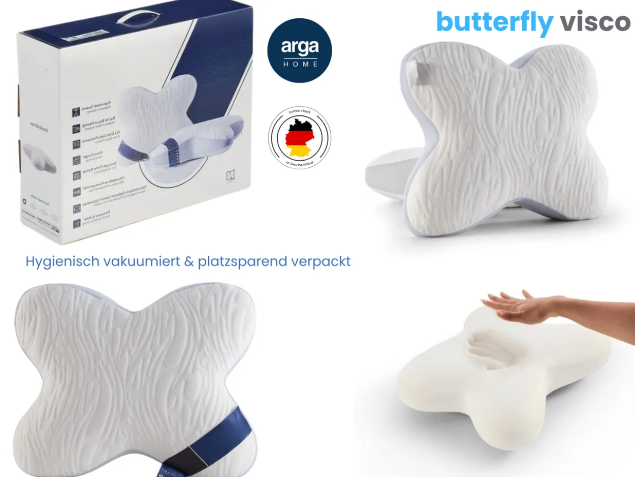 AH Butterfly Visco Komfortkissen für Seiten- und Rückenschläfer – 53x42 cm