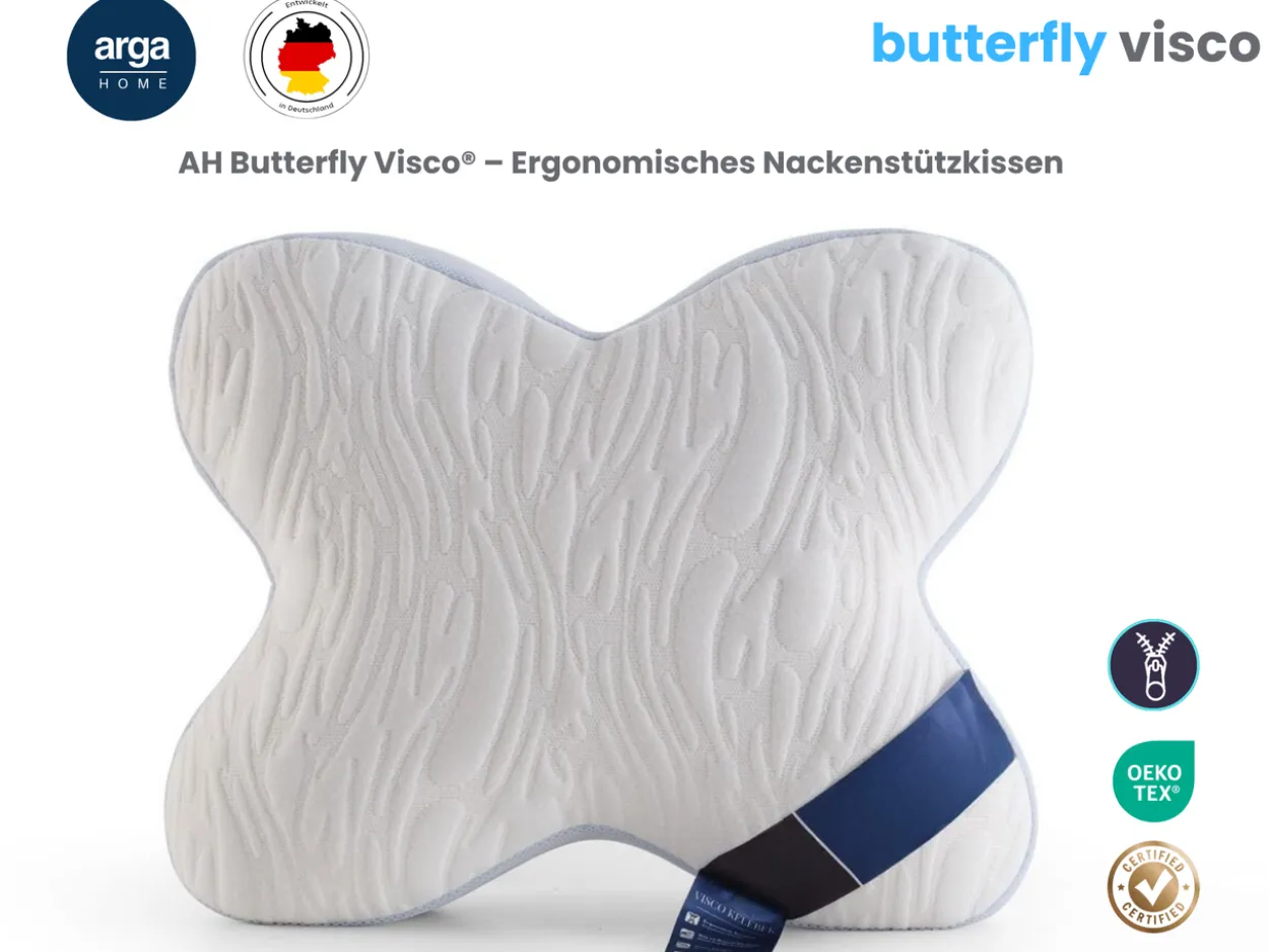 AH Butterfly Visco Komfortkissen für Seiten- und Rückenschläfer – 53x42 cm
