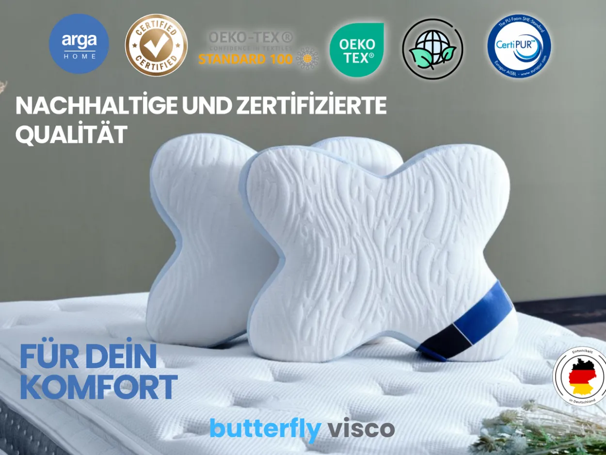 AH Butterfly Visco Komfortkissen für Seiten- und Rückenschläfer – 53x42 cm