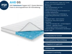 AH8 Gelschaum Topper mit 7-Zonen Memory Foam & atmungsaktivem 3D-Klimabezug