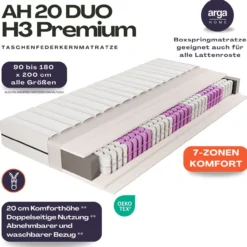 AH20 Premium 7-Zonen Taschenfederkernmatratze 20 cm H3