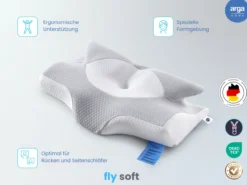 AH Visco 4D Fly Soft Nackenstützkissen aus Visco-Memory-Schaum – 64x38 cm