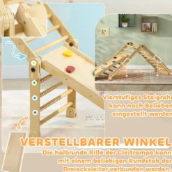 AIYAPLAY 3 in 1 Klettergerüst Set mit Rutsche, Kletterdreieck aus Holz Indoor