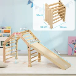AIYAPLAY 3 in 1 Klettergerüst Set mit Rutsche, Kletterdreieck aus Holz Indoor