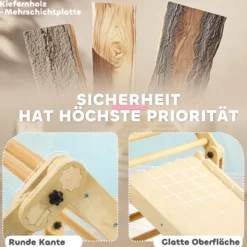 AIYAPLAY 3 in 1 Klettergerüst Set mit Rutsche, Kletterdreieck aus Holz Indoor