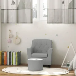 AIYAPLAY Kindersessel Kindersofa mit Fußhocker Kindercouch ab 18 Monaten Grau