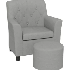 AIYAPLAY Kindersessel Kindersofa mit Fußhocker Kindercouch ab 18 Monaten Grau