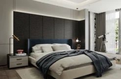 Akustikpaneel Matt-Schwarz, 3-seitig, 4 Stk à 600×600×21,5 mm/1,44m² – Wolkenoptik