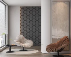 Akustikpaneel Sechseckig Matt-Anthrazit, 4 Stk à 674×551×15 mm/1,49m² – Steinoptik