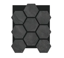 Akustikpaneel Sechseckig Matt-Anthrazit, 4 Stk à 674×551×15 mm/1,49m² – Steinoptik