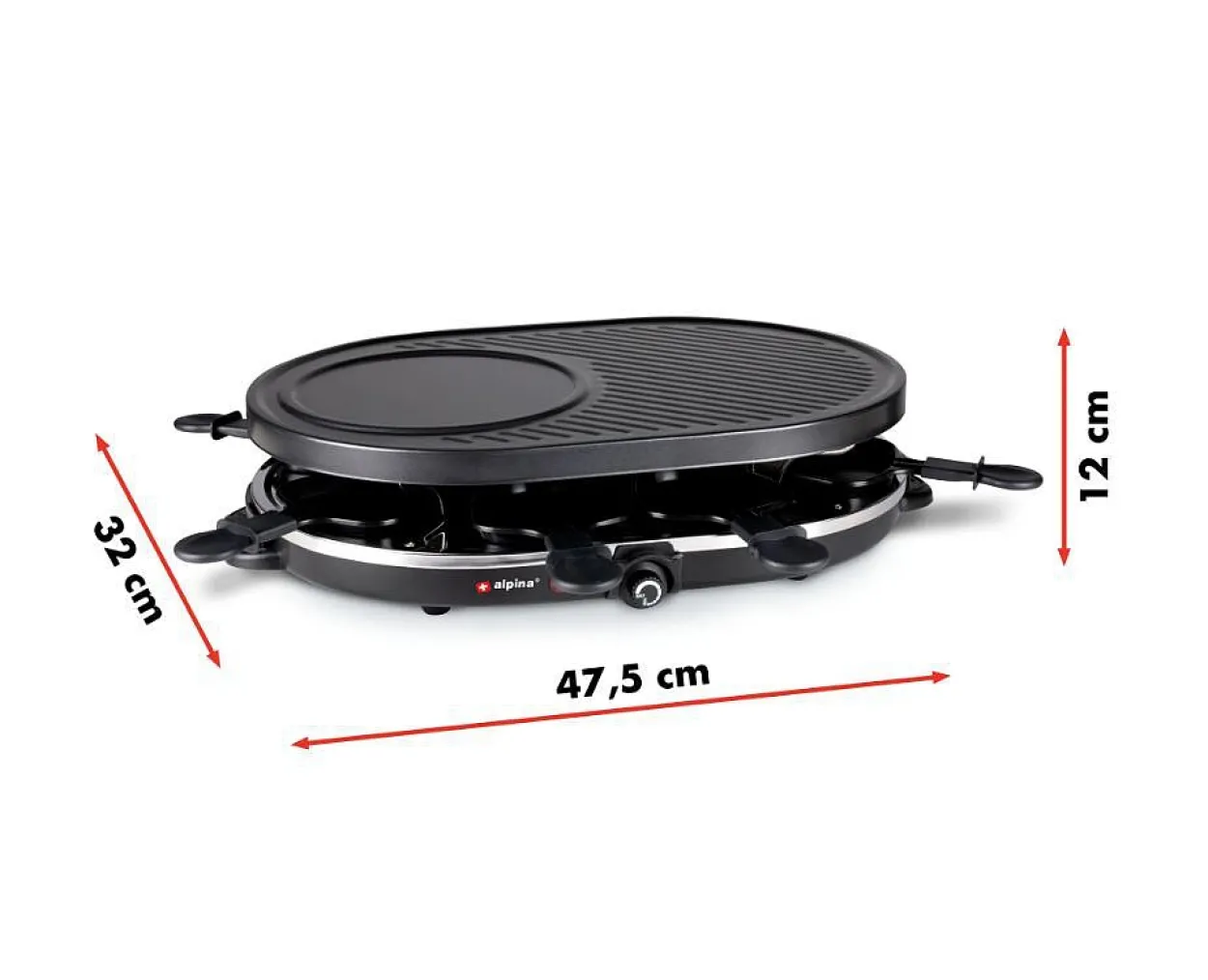 Alpina Raclettegrill, 1200 Watt, Schwarz