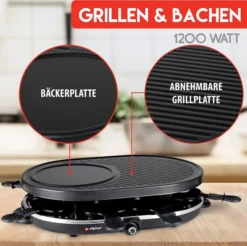 Alpina Raclettegrill, 1200 Watt, Schwarz