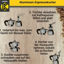 Alu-Espressokocher ITALIANO, 3 Tassen