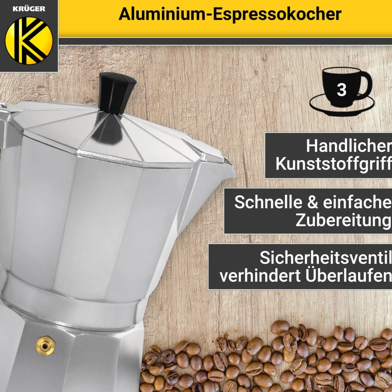 Alu-Espressokocher ITALIANO, 3 Tassen
